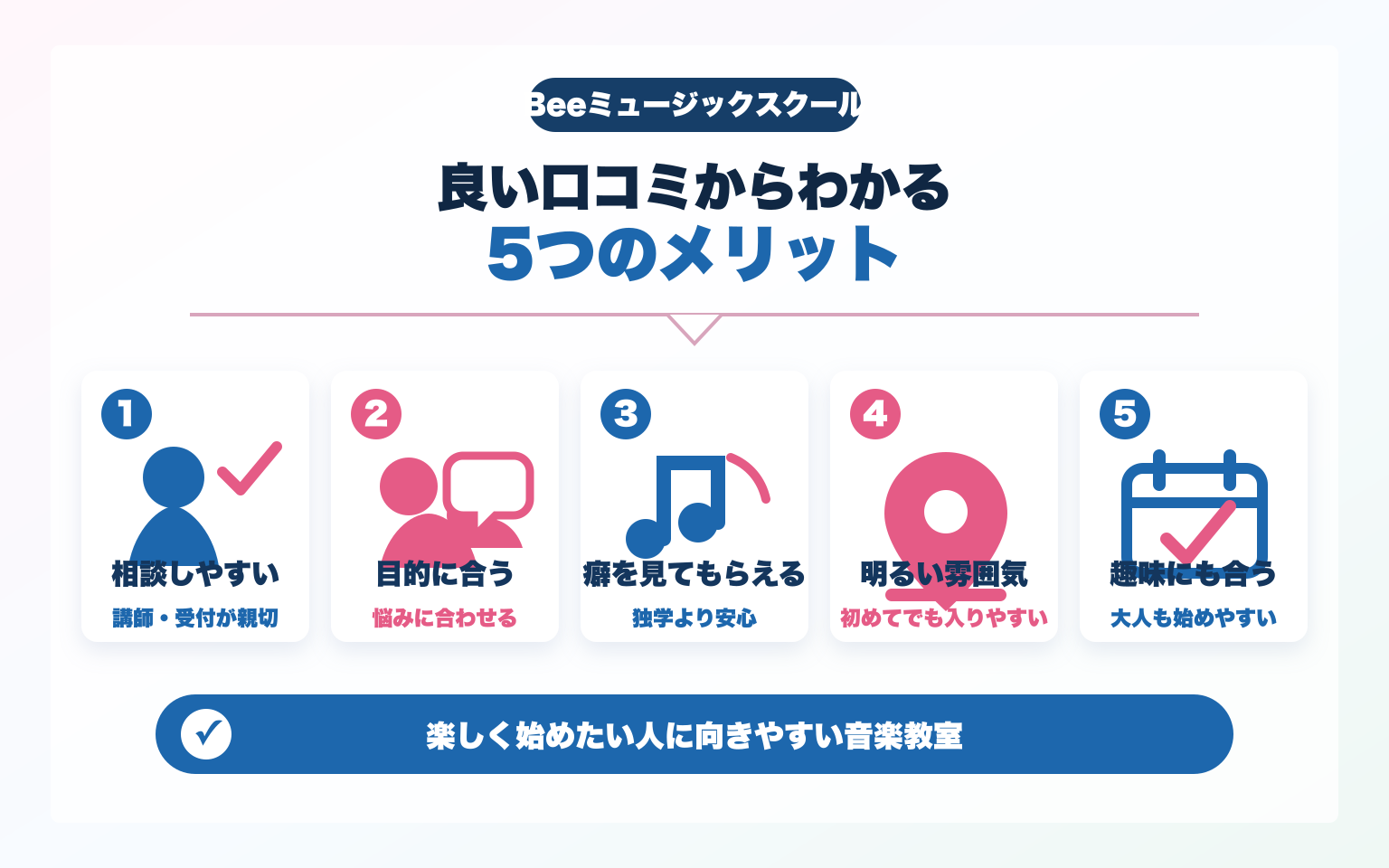 Beeミュージックスクールの良い口コミからわかる5つのメリット